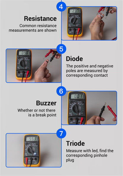 Handheld Digital Multimeter LCD Backlight Portable AC/DC Ammeter Voltmeter