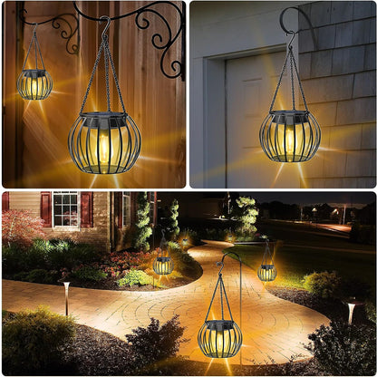 LUMIRO 2 Pack Outdoor Solar Hanging Lights Pumpkin Decorative Lantern_5