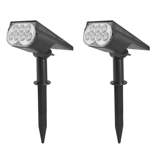 LUMIRO 2 Pack Solar Spotlight Ground Plug Lights- Adjustable Head, Warm Light - Black_0