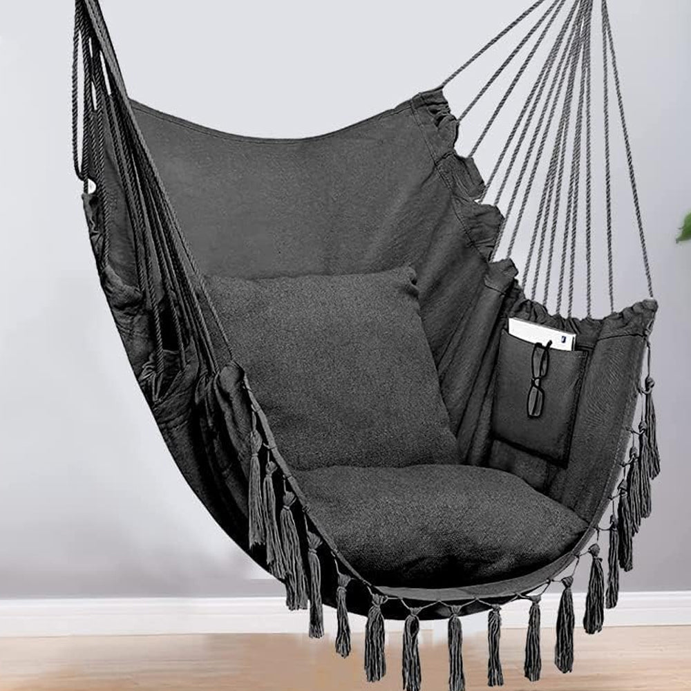 HYPERANGER Hammock Chair Hanging Rope Swing with 2 Cushions