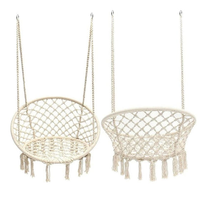 HYPERANGER Macrame Swing Chair Hanging Cotton Rope Hammock Chair_2