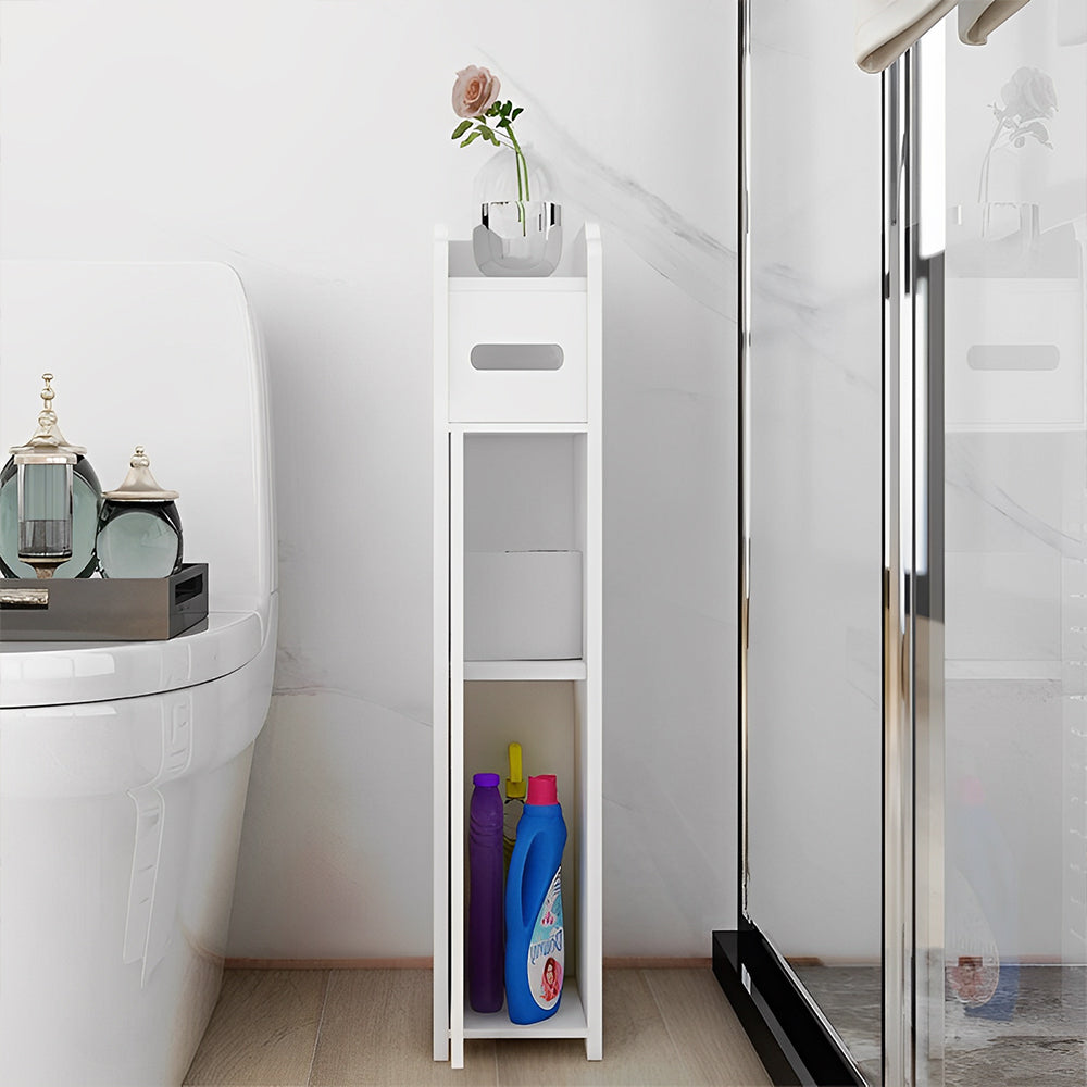 STORFEX Waterproof Bathroom Storage Corner Floor Cabinet with Doors and Shelves