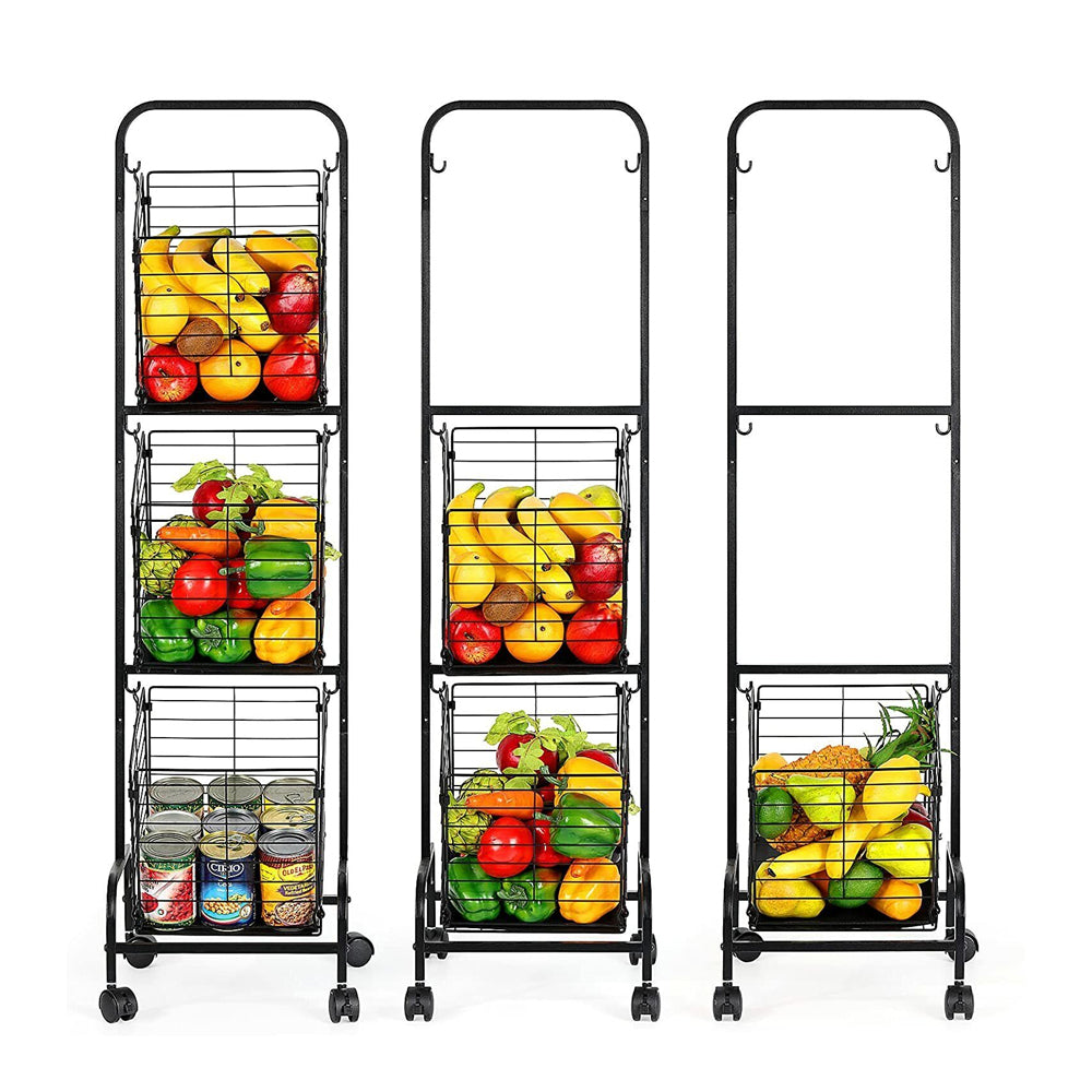 STORFEX 3-Tier Kitchen Storage Rack Removable Vegetable Cart_2