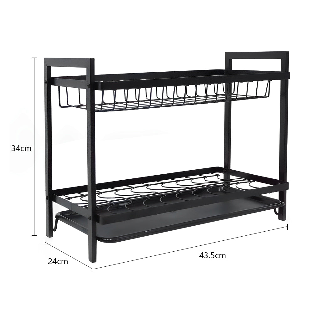 STORFEX 2 Layer Dish Drying Rack for Kitchen | Black | Steel Material_3