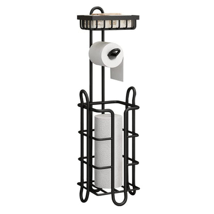 STORFEX Toilet Paper Holder Stand 2 Pack | Black | Steel Material | L-Shaped Arm and Vertical Storage