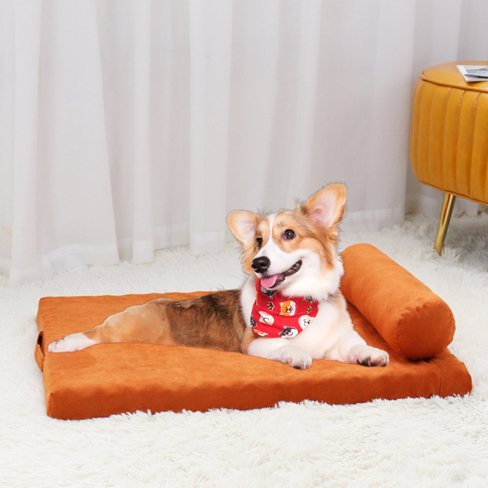 PETSWOL Removable and Washable Dog Sofa Bed-Orange