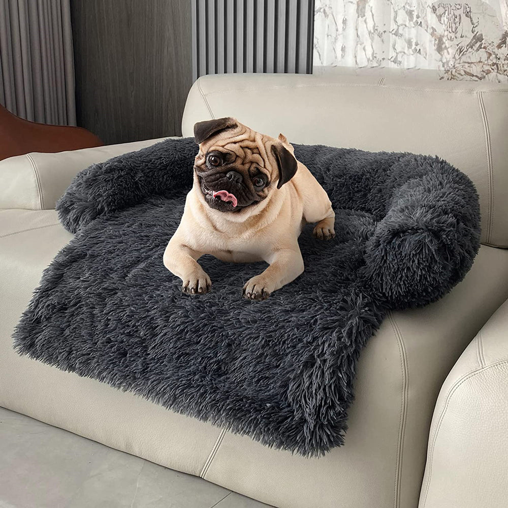 PETSWOL Calming Pet Bed - Fluffy Plush Dog Mat for Comfort and Furniture Protection