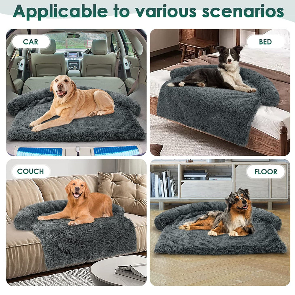 PETSWOL Calming Pet Bed - Fluffy Plush Dog Mat for Comfort and Furniture Protection