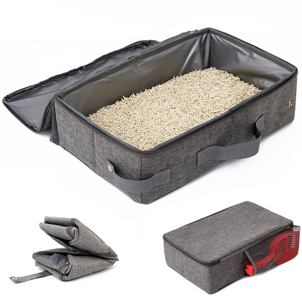 PETSWOL Foldable Cat Litter Box with Shovel - Portable and Convenient