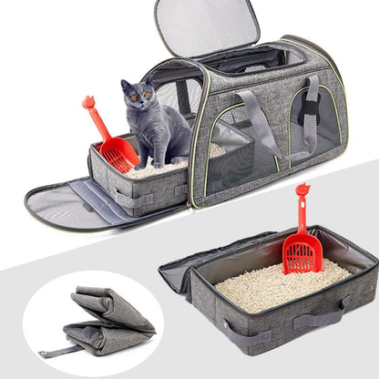 PETSWOL Foldable Cat Litter Box with Shovel - Portable and Convenient