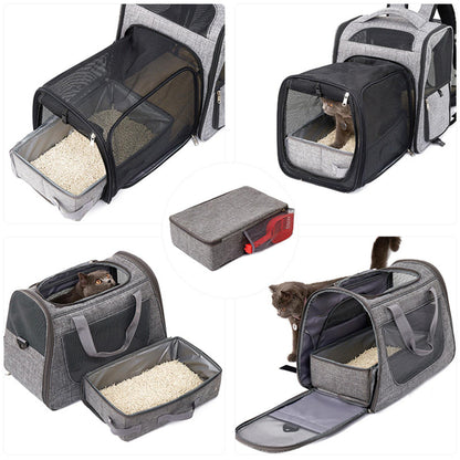 PETSWOL Foldable Cat Litter Box with Shovel - Portable and Convenient