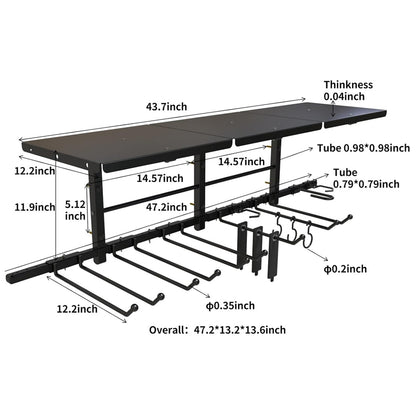 Heavy Duty Wall Mounted Garage Tool Organizer Storage Rack - Black_1