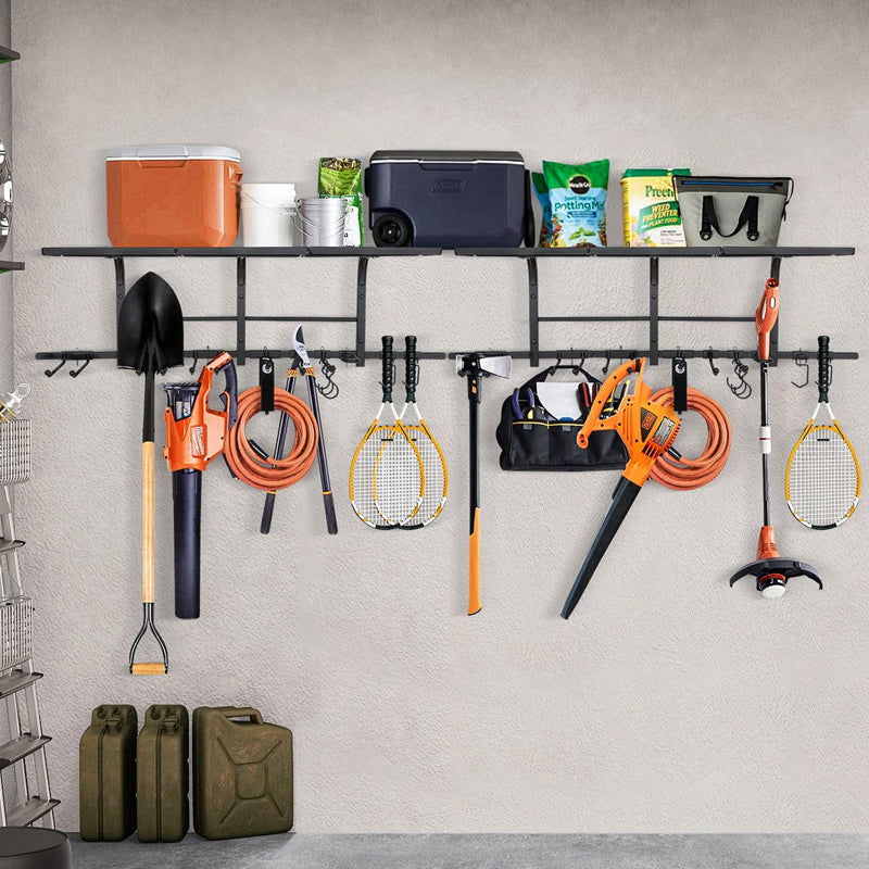 Heavy Duty Wall Mounted Garage Tool Organizer Storage Rack - Black_7