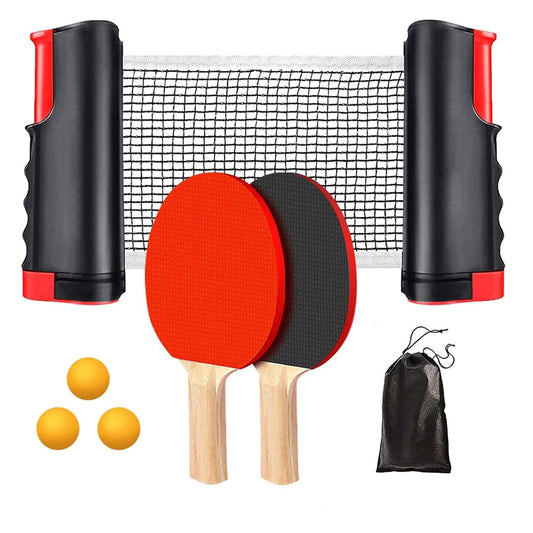 Instant Table Tennis Kit Ping Pong Set Retractable Net Rack + 2 Bats + 3 Balls_0