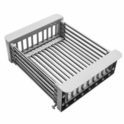 Expandable Dish Drying Rack Telescopic Retractable Over the Sink Strainer_2