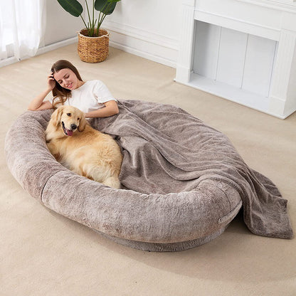 PETSWOL Washable Human Dog Bed - Fits You and Your Pets - 170x100x25cm - Khaki