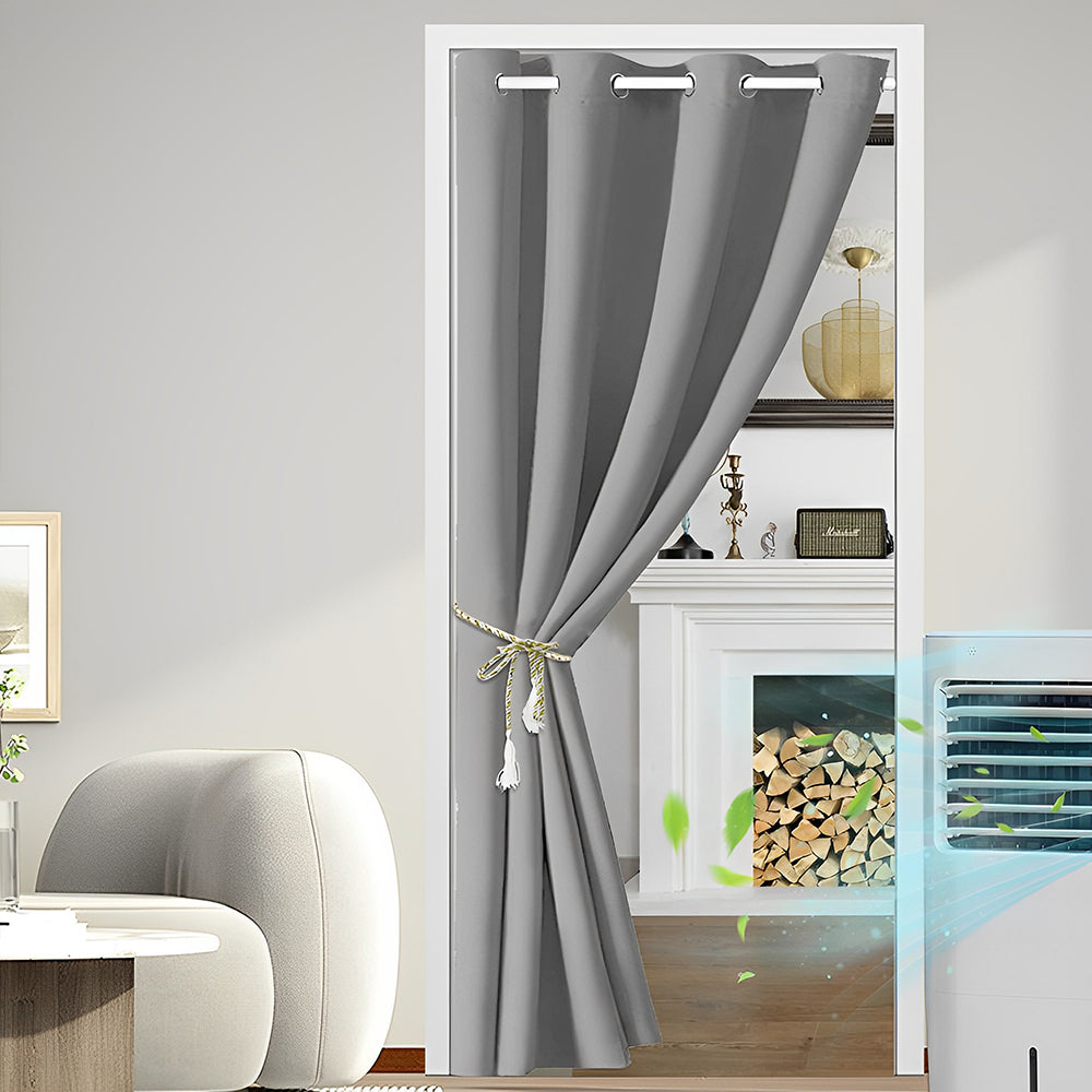 COMFEYA Grommet Top Doorway Curtain - Room Darkening Thermal Insulated Curtain - 198x132cm - Gray_6