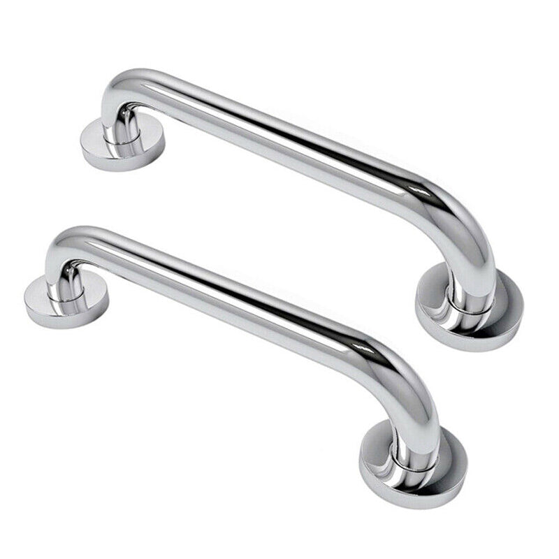 2 Pcs Chrome Plated Safety Bar Stainless Steel Bathroom Grab Handrails