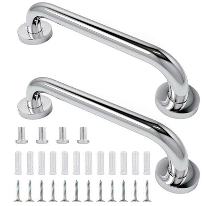 2 Pcs Chrome Plated Safety Bar Stainless Steel Bathroom Grab Handrails