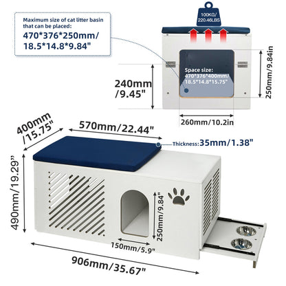 Cat Litterbox Enclosure Modern Designed Hidden Pet Litter Washroom