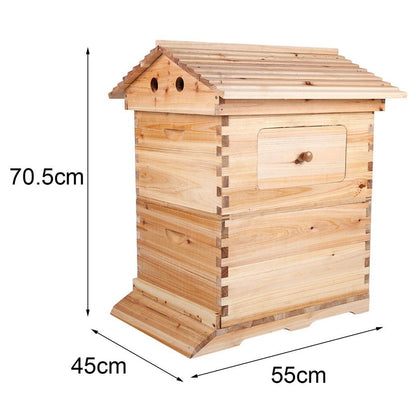 Wooden Beekeeping Beehive Housebox with Auto-Flowing Honey Frames