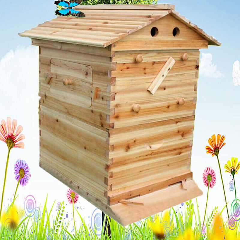 Wooden Beekeeping Beehive Housebox with Auto-Flowing Honey Frames