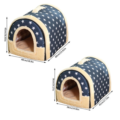 2 in 1 Convertible Pet Bed Warm and Comfortable Igloo-Shaped Pet Cave