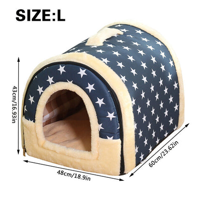 2 in 1 Convertible Pet Bed Warm and Comfortable Igloo-Shaped Pet Cave