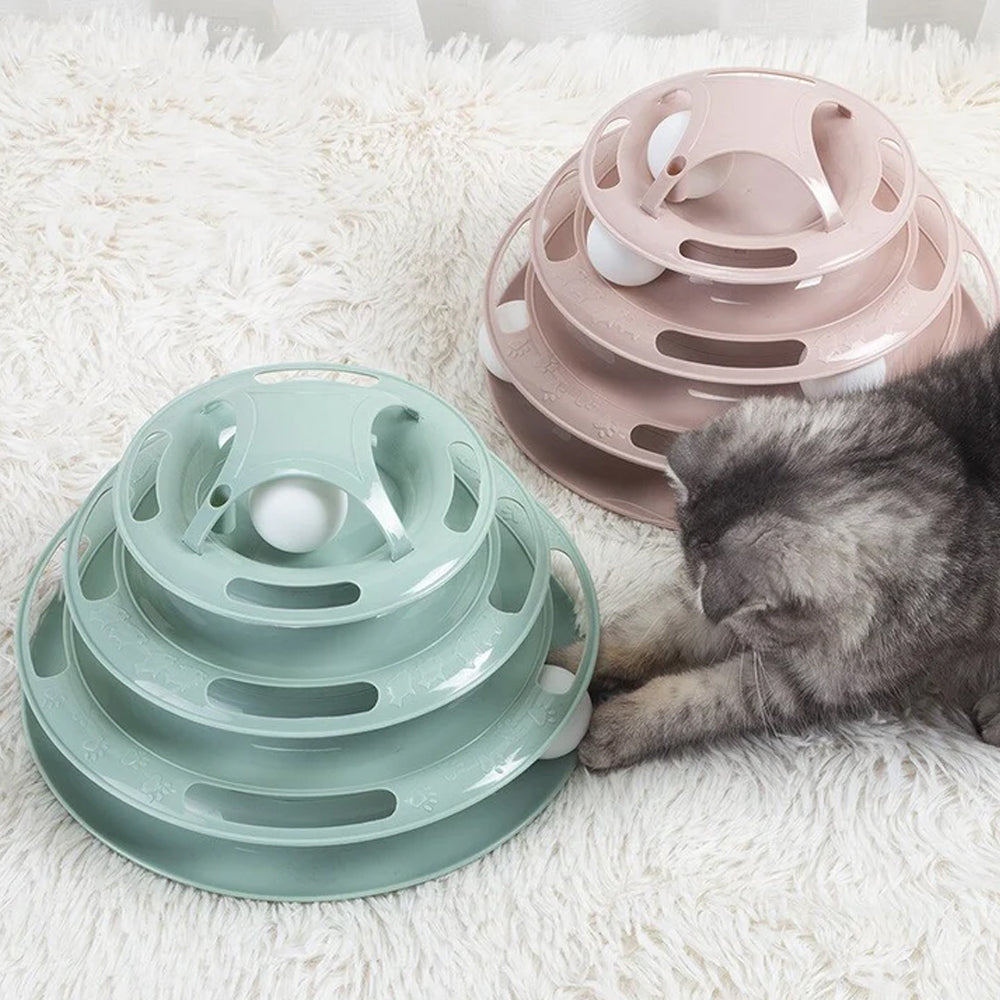 3 Levels Interactive Cat Turntable and Track Ball Training Toy