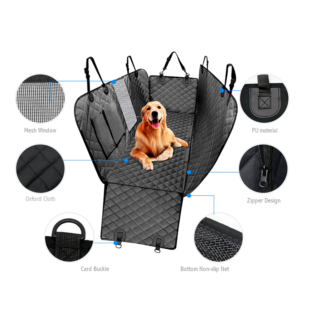 Waterproof Durable Non-Slip Pet Car Seat Protector with Mesh