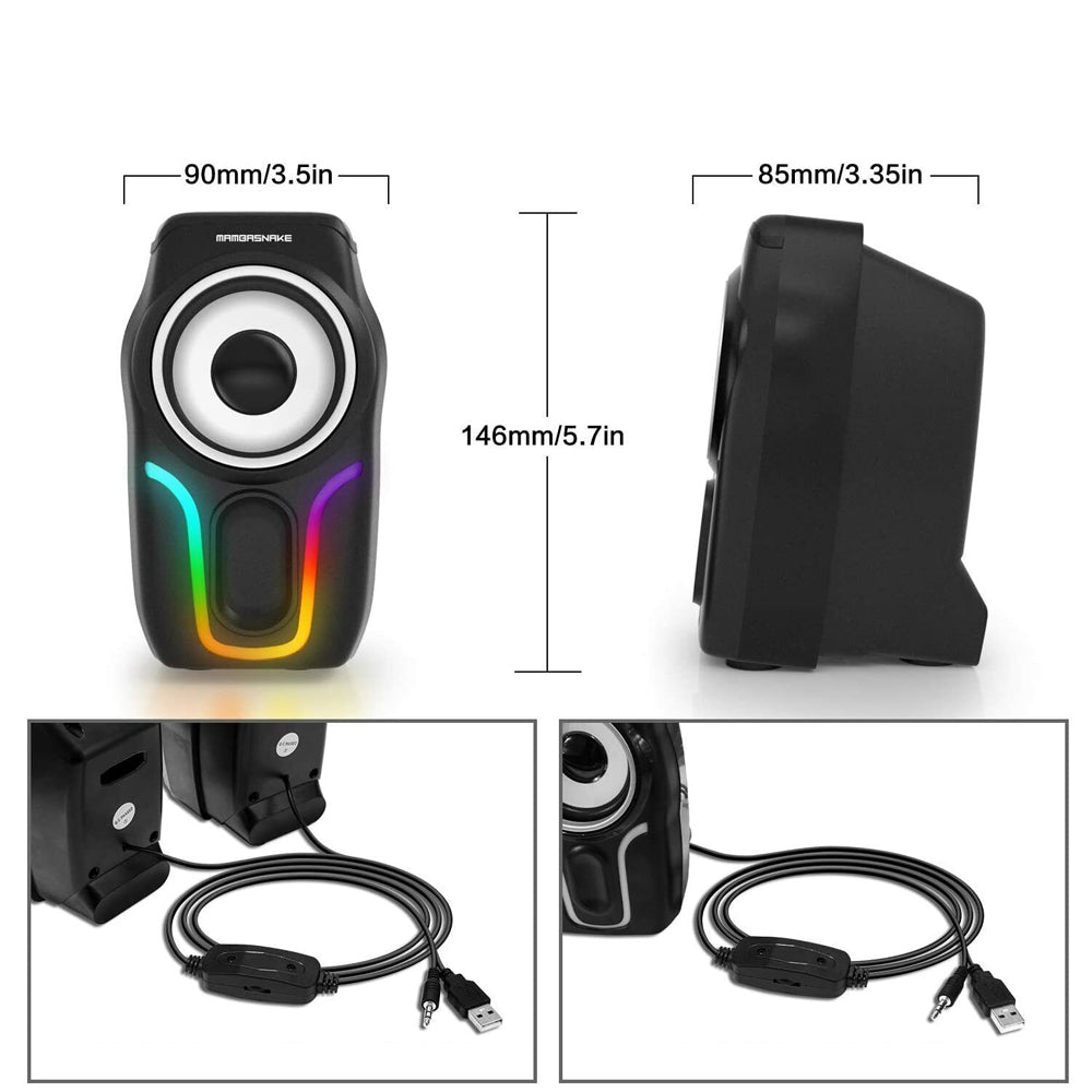 Portable Wired Mini Gaming Speakers for Computer- 3.5mm