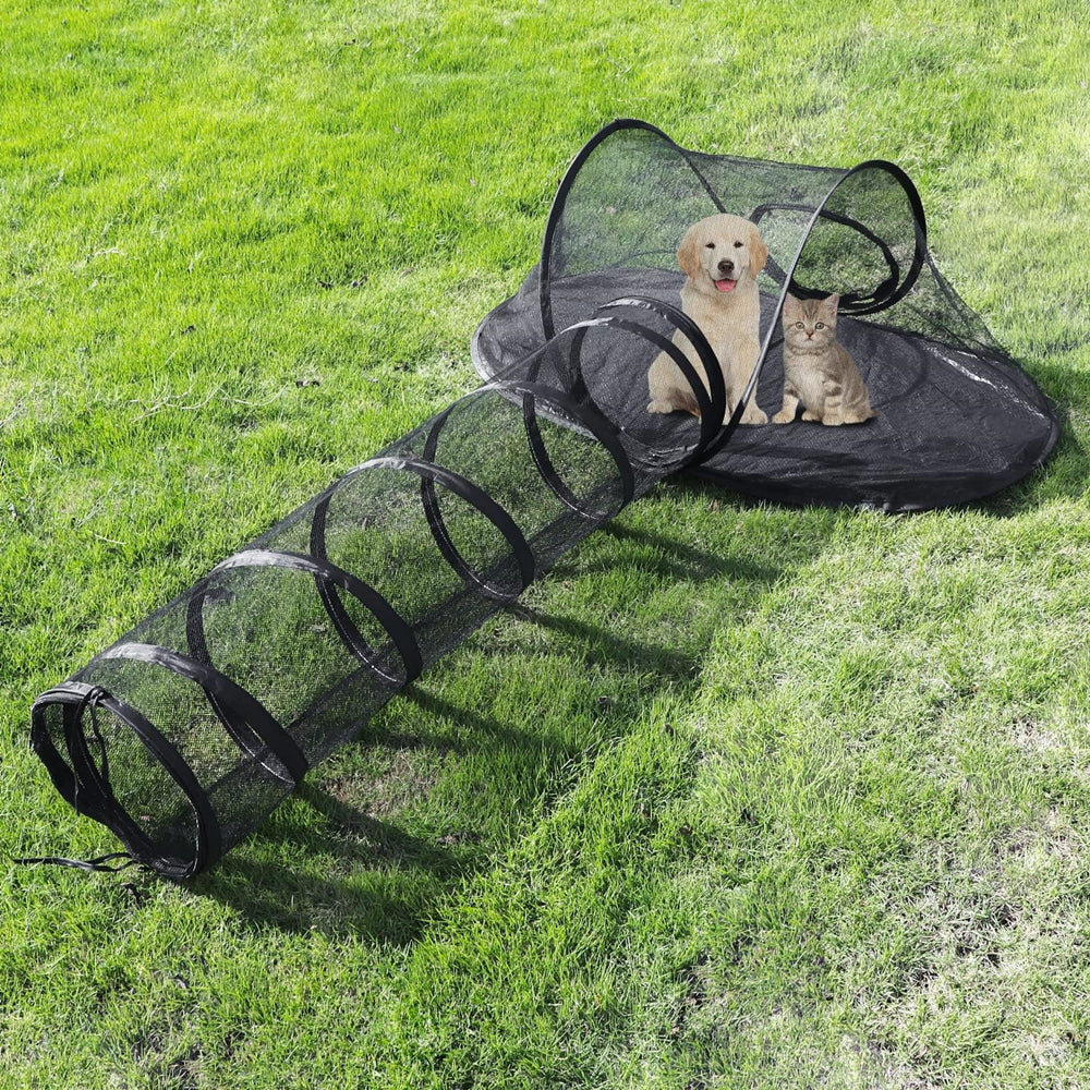 PETSWOL Portable Cat Tent With Tunnel - Spacious Outdoor Retreat For Cats And Small Pets