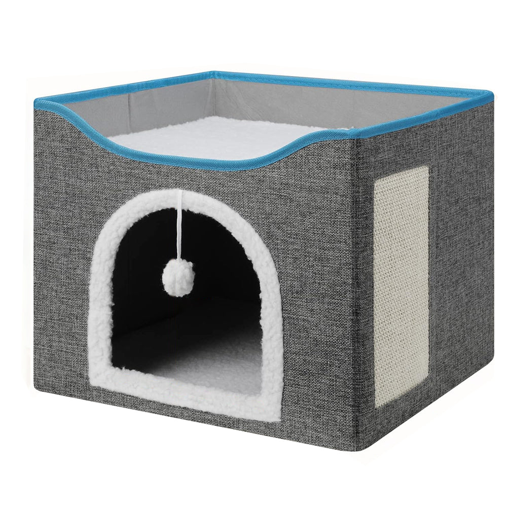 PETSWOL Cat House With Scratch Pad - Cozy Cat Hideout And Lounge For Multi-Cat Households