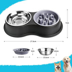 PETSWOL Dog Water And Food Bowls With Slow Feeder