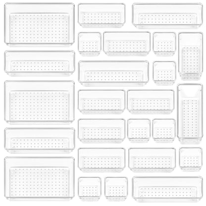 STORFEX Multifunctional Clear Plastic Drawer Organizers Set