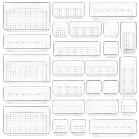 STORFEX Multifunctional Clear Plastic Drawer Organizers Set_0