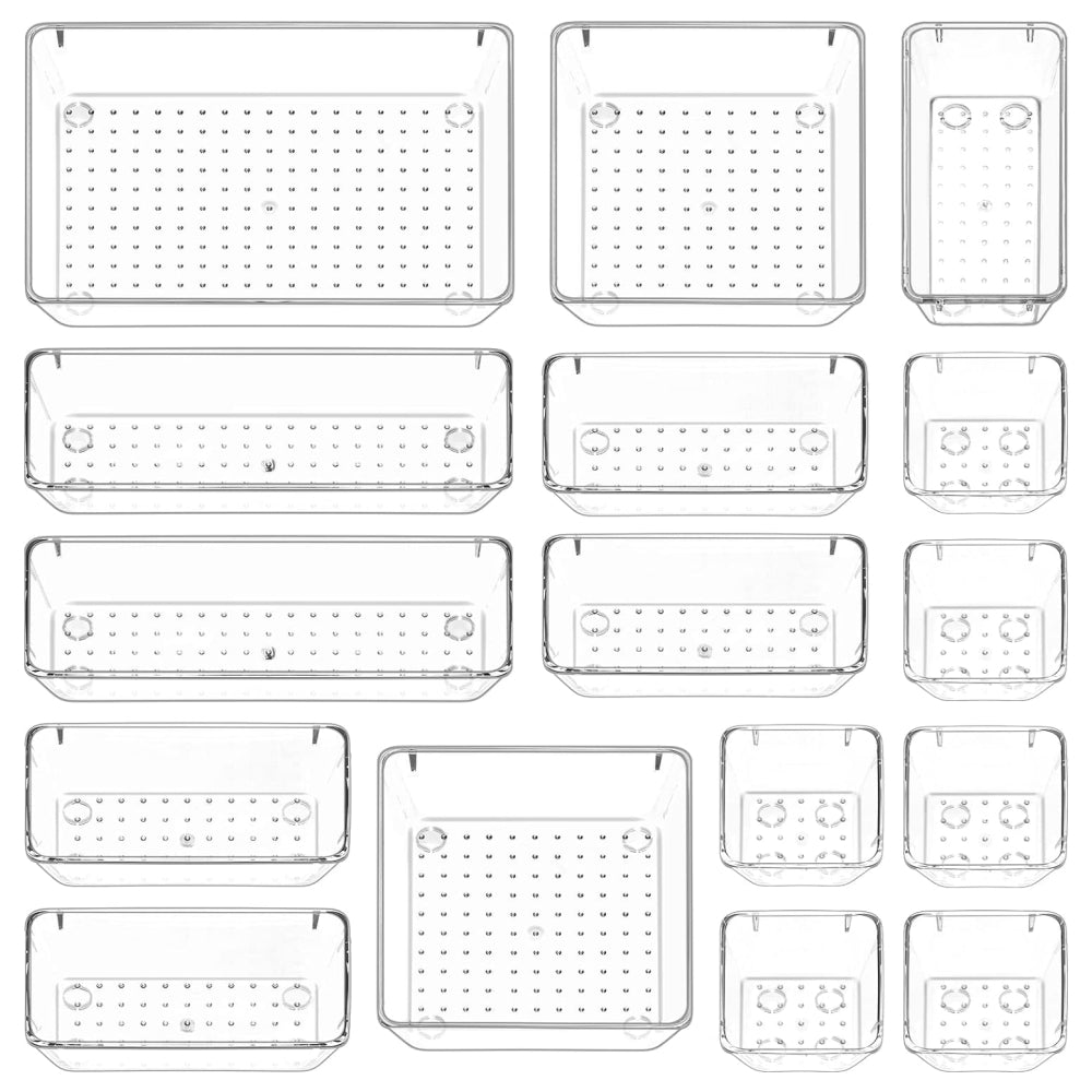 STORFEX Multifunctional Clear Plastic Drawer Organizers Set