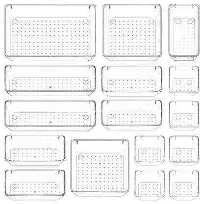 STORFEX Multifunctional Clear Plastic Drawer Organizers Set