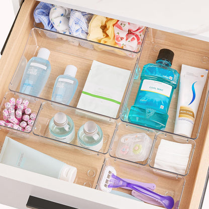 STORFEX Multifunctional Clear Plastic Drawer Organizers Set