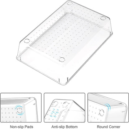 STORFEX Multifunctional Clear Plastic Drawer Organizers Set