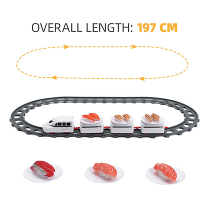 Electric Rotary Sushi Train Toy Track Role Playing Conveyor Set - Battery Operated