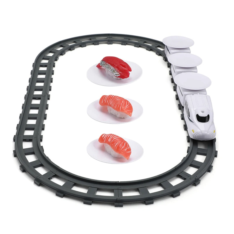 Electric Rotary Sushi Train Toy Track Role Playing Conveyor Set - Battery Operated