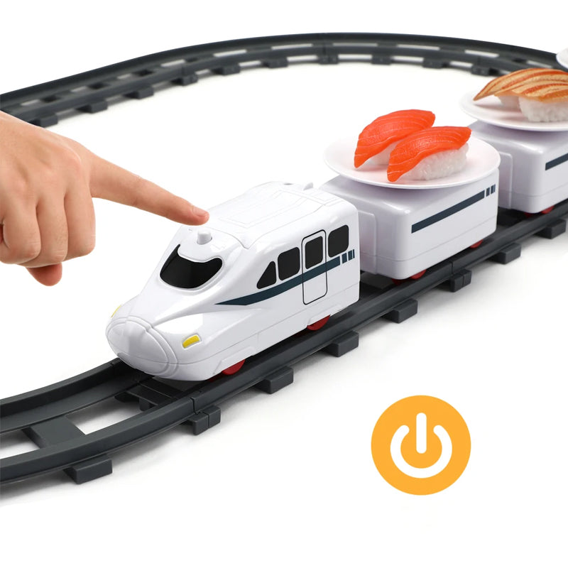 Electric Rotary Sushi Train Toy Track Role Playing Conveyor Set - Battery Operated