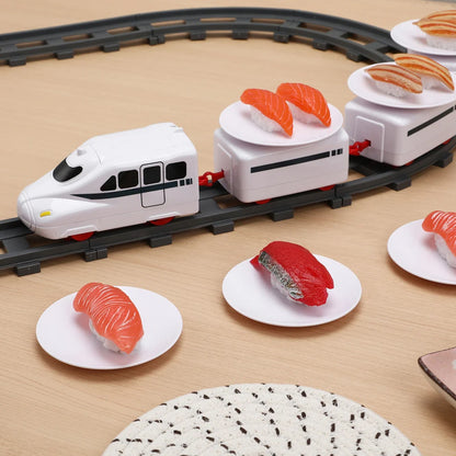 Electric Rotary Sushi Train Toy Track Role Playing Conveyor Set - Battery Operated