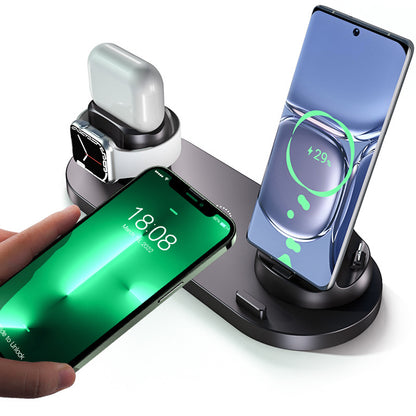 6-in-1 Wireless Charging Station Fast Charging Dock for Android and Apple Devices