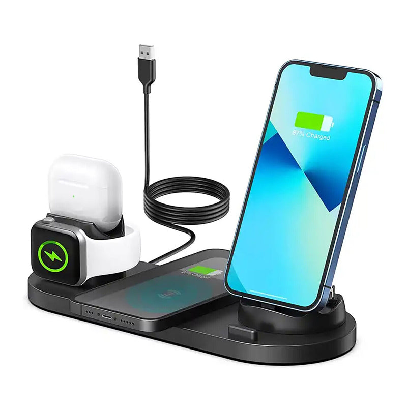 6-in-1 Wireless Charging Station Fast Charging Dock for Android and Apple Devices