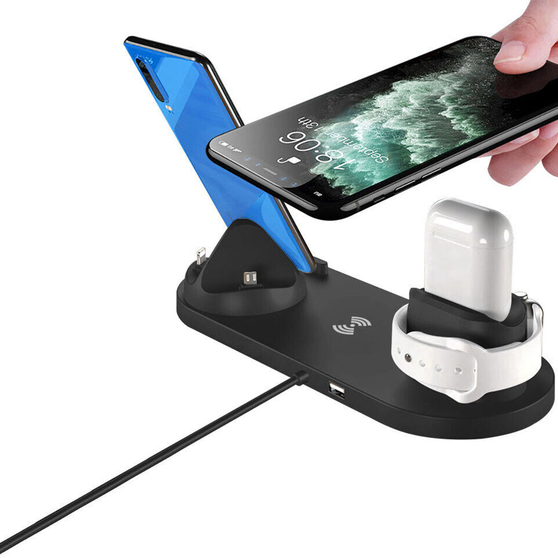 6-in-1 Wireless Charging Station Fast Charging Dock for Android and Apple Devices