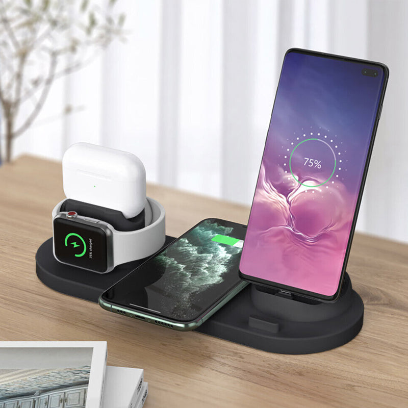 6-in-1 Wireless Charging Station Fast Charging Dock for Android and Apple Devices