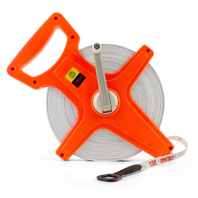 100M Tape Measure Fiberglass Open Reel Imperial Metric Measuring Tool_0