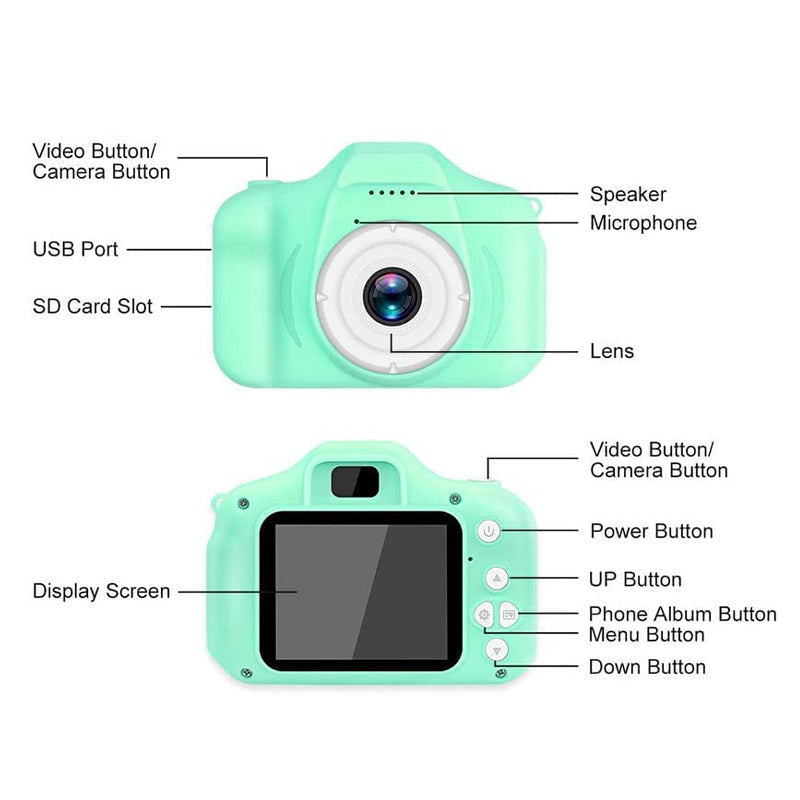 HD 1080P Mini Digital Kids Camera with 32GB SD Card - USB Rechargeable